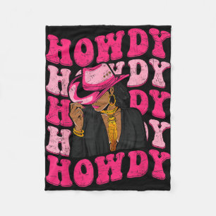 Howdy african american afro women western black fleece blanket