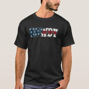 Howdy American Flag Cowboy Funny Shirt Patriotic M