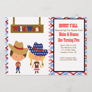 HOWDY!AmericanCowboy & Cowgirl Birthday Invitation