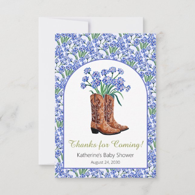 Howdy Baby Bluebonnets Cowboy Baby Shower Thank You Card (Front)