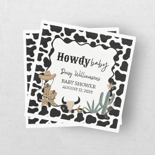 Howdy Baby Green Tan Cowboy Baby Shower Napkin