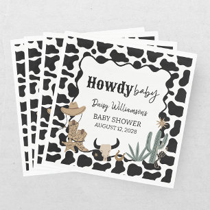 Howdy Baby Green Tan Cowboy Baby Shower Napkin