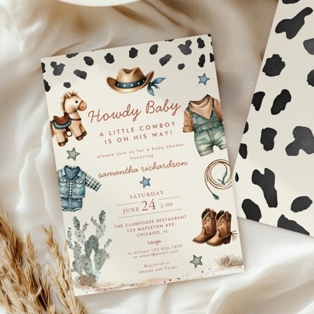 Howdy Baby Little Cowboy Baby Shower Invitation (Creator Uploaded)