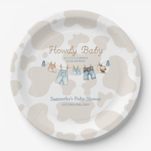 Howdy Baby Little Cowboy Baby Shower Invitation Paper Plate