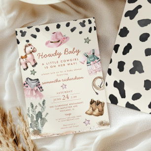Howdy Baby Little Cowgirl Baby Shower Invitation
