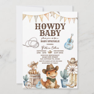 Howdy Baby Western Cowboy Baby Sprinkle Invitation