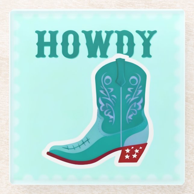 HOWDY Bar Glass Coaster (Front)