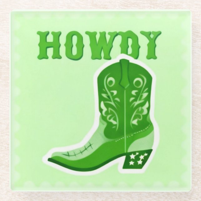 HOWDY Bar Glass Coaster (Front)