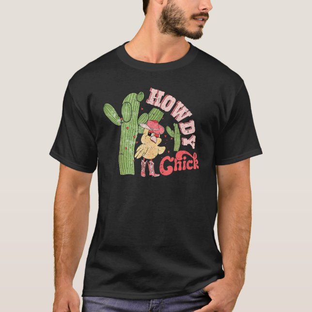 Howdy Chick Retro Groovy Howdy Honey Western Valen T-Shirt (Front)