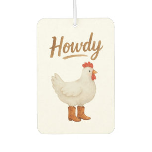 Howdy Chicken in Cowboy Boots Car Air Freshener