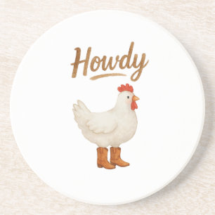 Howdy Chicken in Cowboy Boots Coaster