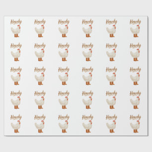 Howdy Chicken in Cowboy Boots Wrapping Paper