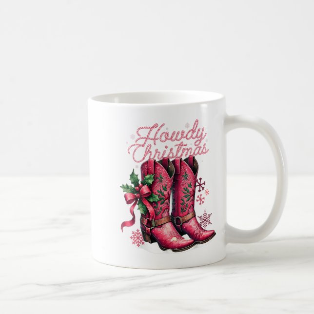 Howdy Christmas Boots Cowgirl Coquette Nk Western  Coffee Mug (Right)