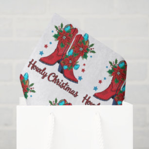 Howdy Christmas Boots Tissue Paper