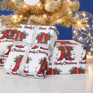 Howdy Christmas Boots Wrapping Paper