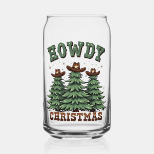 Howdy Christmas Cactus Western Xmas Can Glass