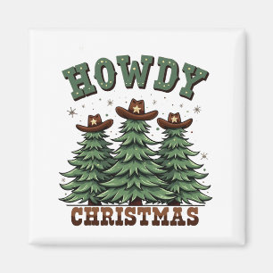 Howdy Christmas Cactus Western Xmas Magnet