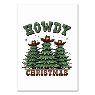 Howdy Christmas Cactus Western Xmas Table Number