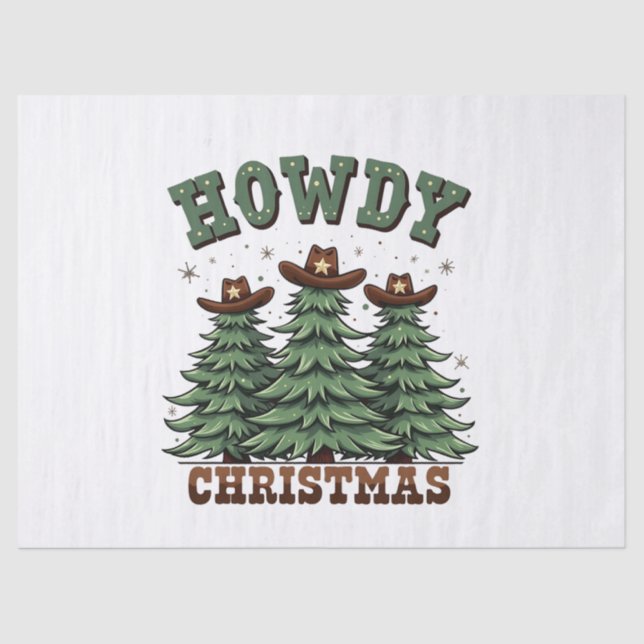 Howdy Christmas Cactus Western Xmas  Tissue Paper (Front)