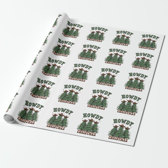 Howdy Christmas Cactus Western Xmas  Wrapping Paper (Unrolled)