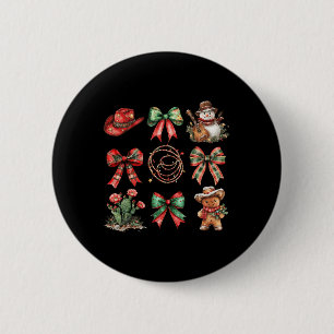 Howdy Christmas Coquette Bow Snowman Gingerbread C 6 Cm Round Badge