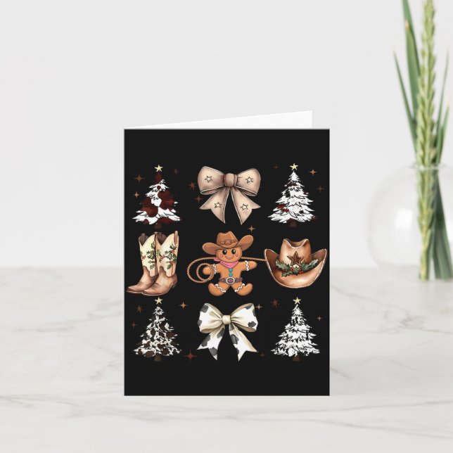 Howdy Christmas Cowboy Cowgirl Gingerbread Coquett Card (Front)