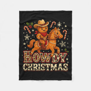 Howdy Christmas Cowboy Gingerbread Design Fleece Blanket