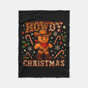 Howdy Christmas Cowboy Gingerbread Design Fleece Blanket