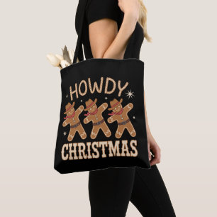 Howdy Christmas Cowboy Gingerbread Western Xmas Tote Bag
