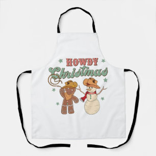 Howdy Christmas Cowboy Snowman Western Funny Apron