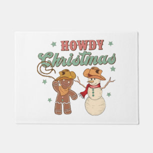 Howdy Christmas Cowboy Snowman Western Funny Doormat