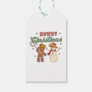 Howdy Christmas Cowboy Snowman Western Funny Gift Tags