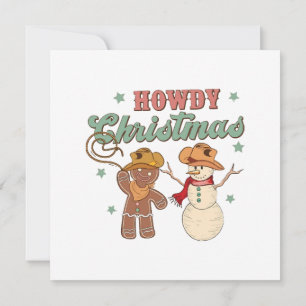 Howdy Christmas Cowboy Snowman Western Funny Invitation