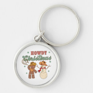 Howdy Christmas Cowboy Snowman Western Funny Key Ring