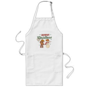 Howdy Christmas Cowboy Snowman Western Funny Long Apron