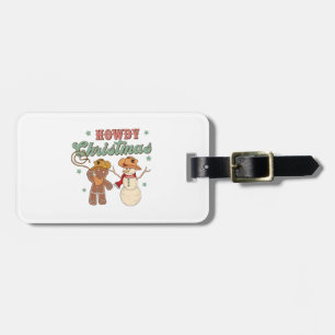 Howdy Christmas Cowboy Snowman Western Funny Luggage Tag
