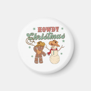 Howdy Christmas Cowboy Snowman Western Funny Magnet