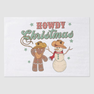 Howdy Christmas Cowboy Snowman Western Funny Tissue Paper