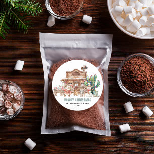 Howdy Christmas Fun Western Desert Classic Round Sticker