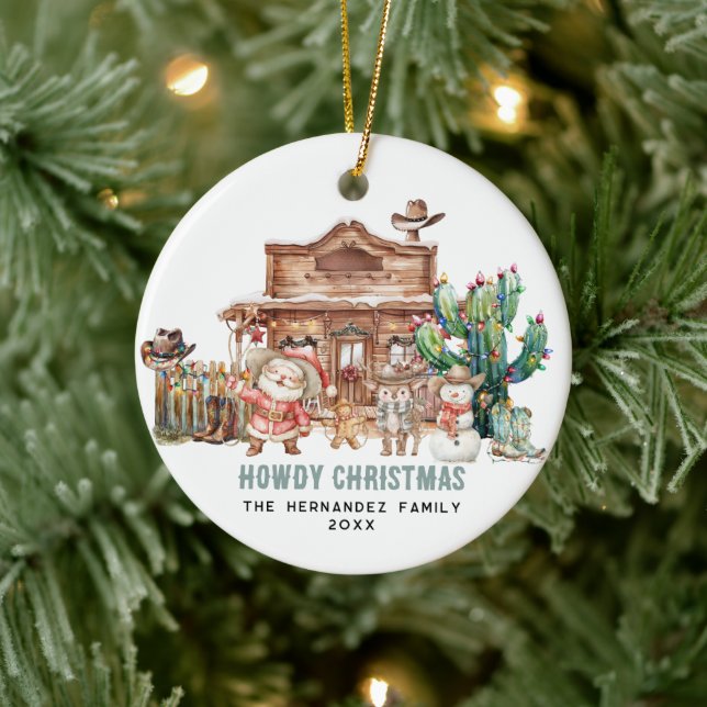 Howdy Christmas | Fun Western Desert Photo Ceramic Ornament (Tree)