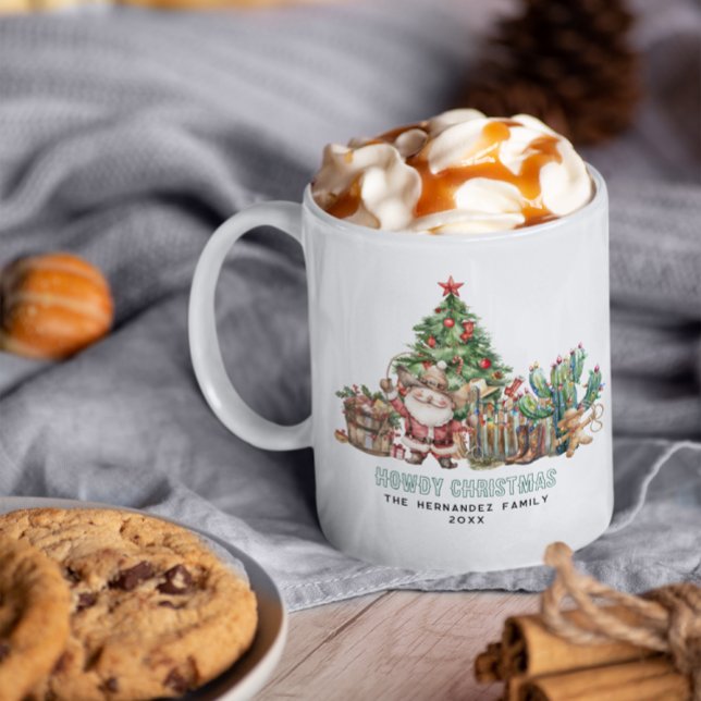 Howdy Christmas | Fun Western Monogram Holiday Coffee Mug (Creator Uploaded)