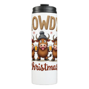Howdy Christmas Funny Highland Cow Xmas Cows Lover Thermal Tumbler