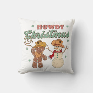 Howdy Christmas Groovy Cowboy Snowman Wester Funny Cushion