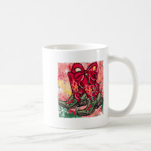 Howdy Christmas Merry Christmas Bow Boots Cowgirl Coffee Mug