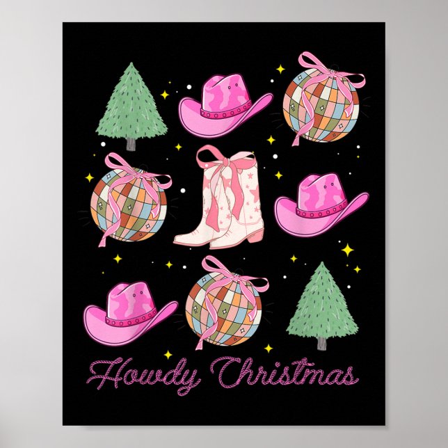 Howdy Christmas Nk Coquette Bow Xmas Tree Western  Poster (Front)
