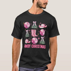 Howdy Christmas Pink Coquette Bow Xmas Tree Wester T-Shirt