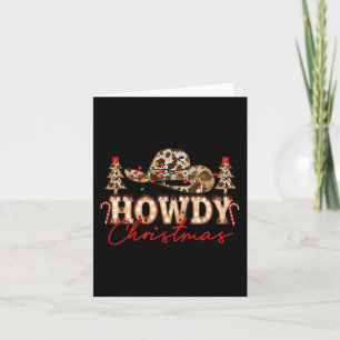 Howdy Christmas Santa Cute Leopard Western Cowgirl Card