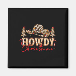Howdy Christmas Santa Cute Leopard Western Cowgirl Magnet