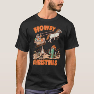 Howdy Christmas Santa Hat Retro Western  Family Pa T-Shirt
