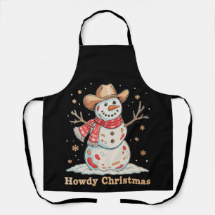 Howdy Christmas Snowman Western Cowboy Xmas Snow Apron